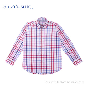 Teenager plaid check dress shirt for boys